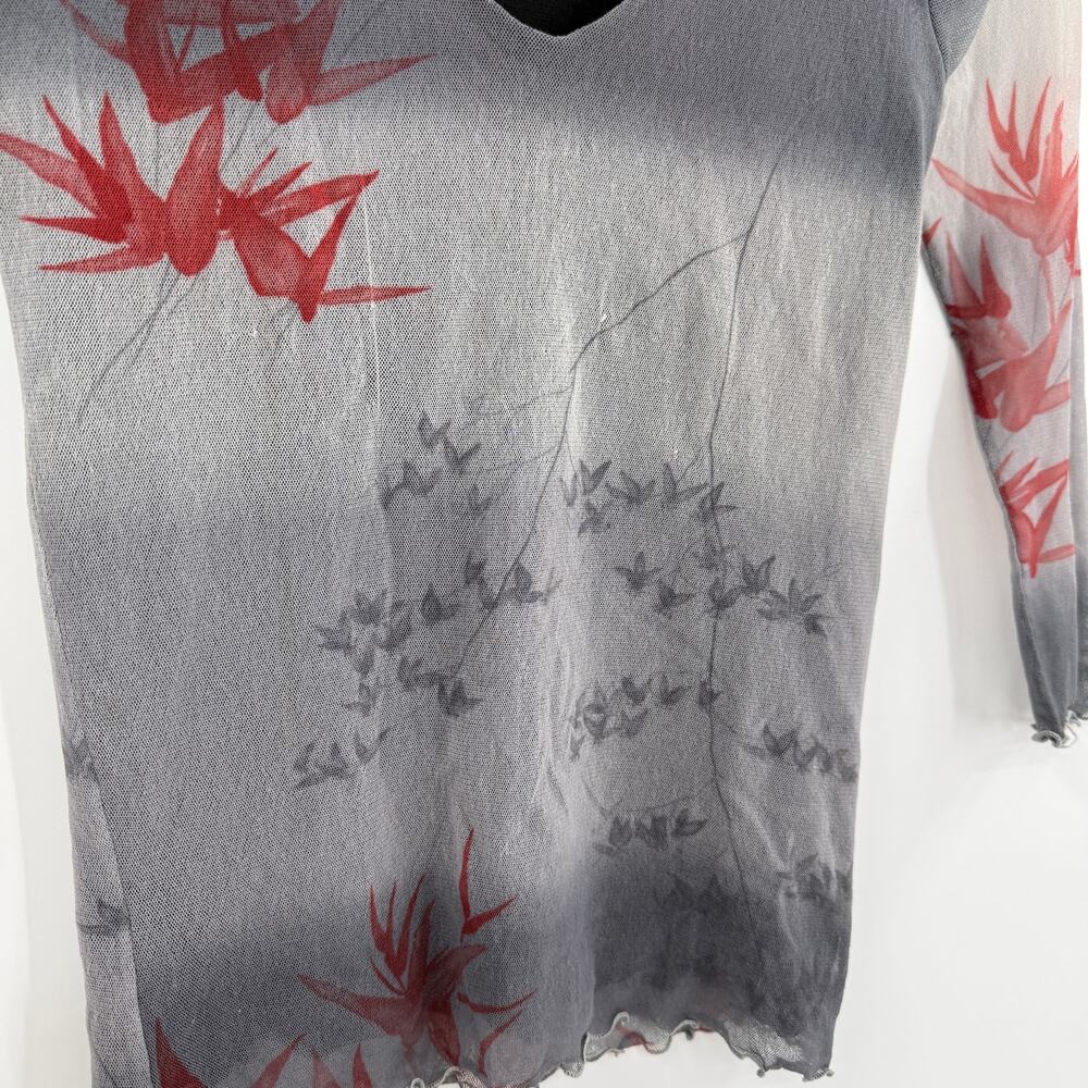 Bebe Y2K vintage semi sheer Japanese garden top - Picture 5 of 5